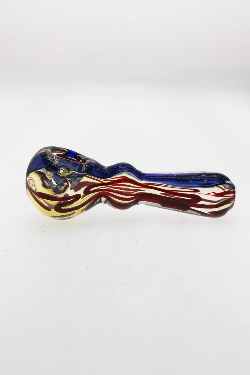 3.50" Dry Spoon Pipe w/ Marble & Multi-Color Ribbon (50g) Carb Hole: Left Side