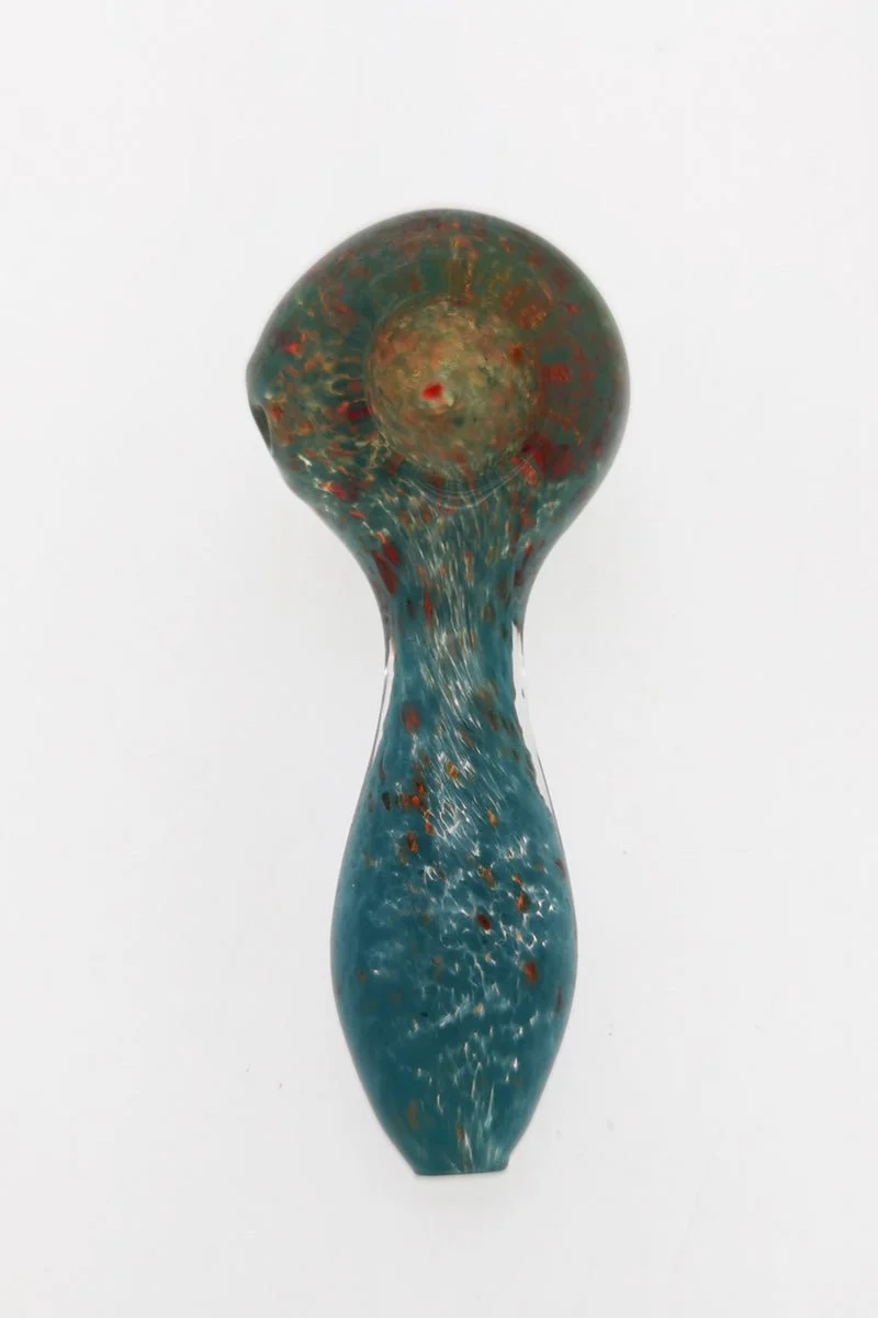 4.00" Dry Spoon Pipe w/ Multi-Color Frit (70g) Carb Hole: Left Side - Image 4
