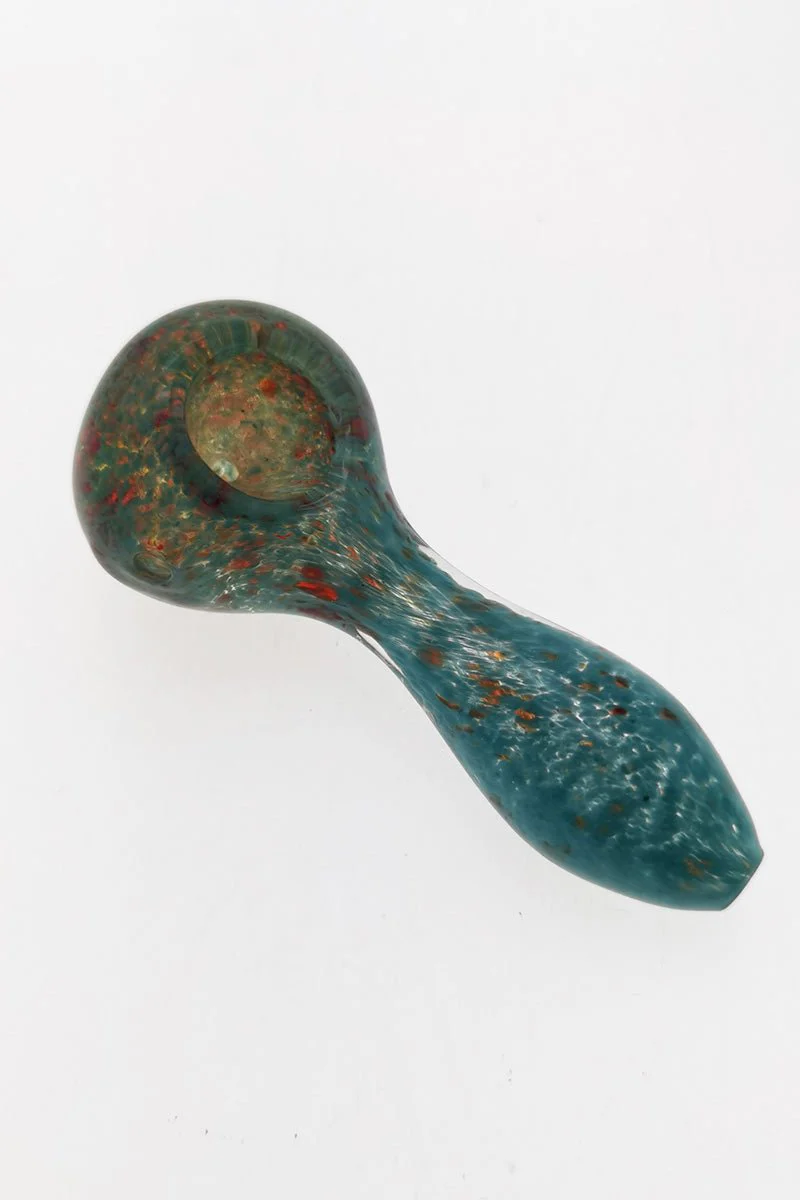 4.00" Dry Spoon Pipe w/ Multi-Color Frit (70g) Carb Hole: Left Side - Image 5
