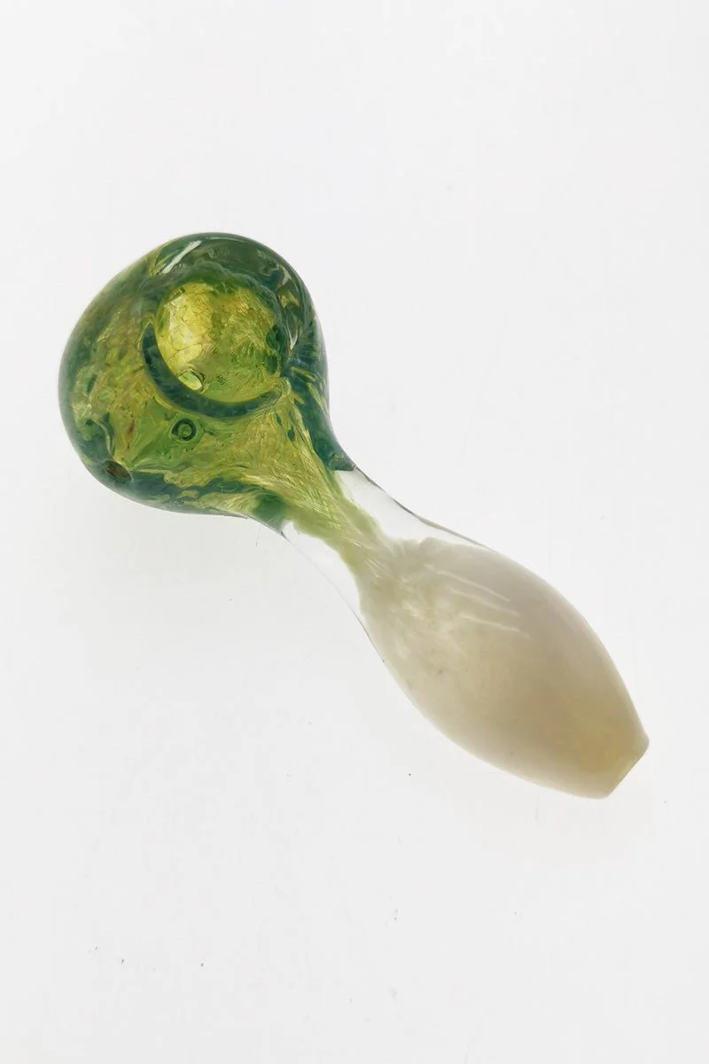 4.00" Dry Spoon Pipe w/ Multi-Color Frit (70g) Carb Hole: Left Side - Image 7