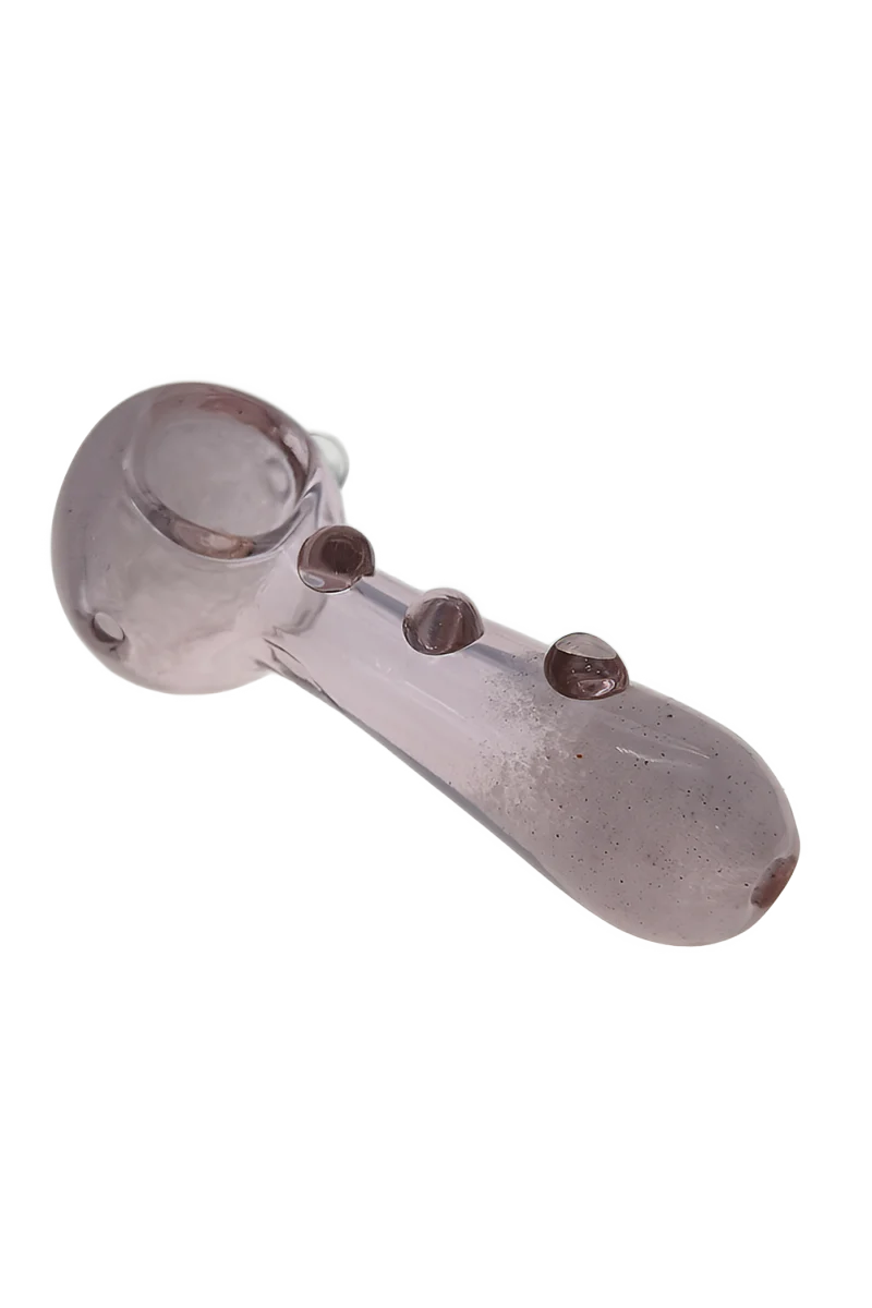 4.25" Frit Spoon Pipe w/ Marbles (Carb Hole: Left Side)