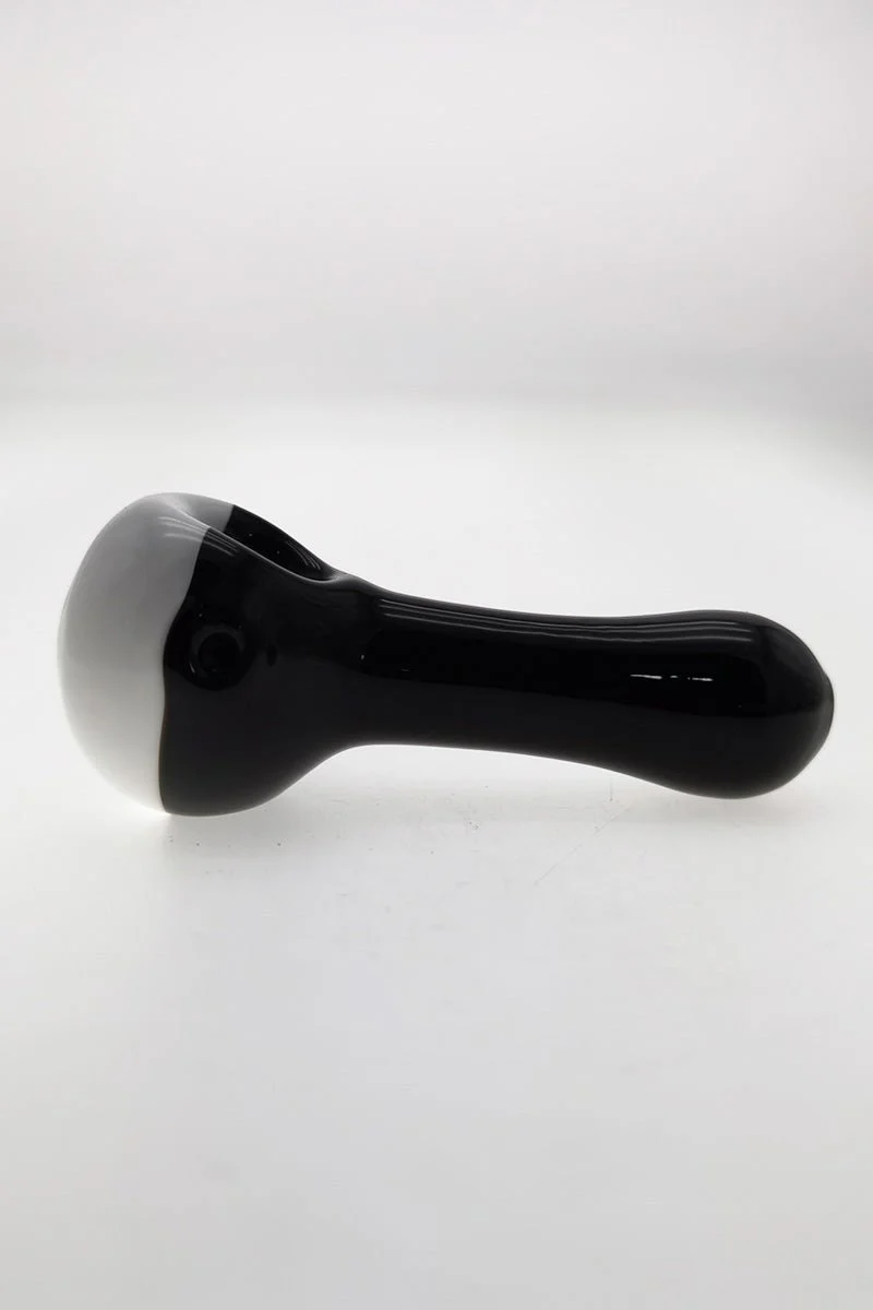 4.25" Dry Spoon Pipe w/ White Head (73g) Carb Hole: Left Side - Image 3