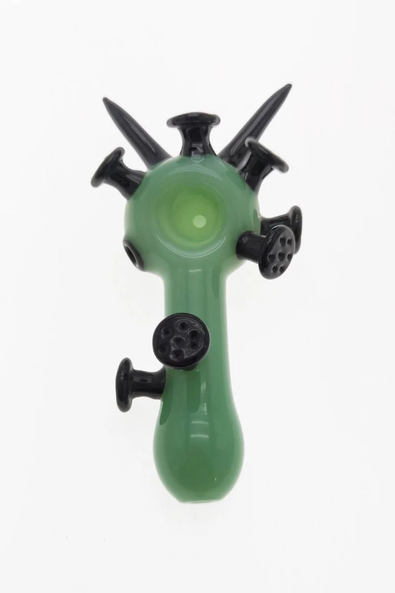 5.00" Dry Spoon Pipe w/ Marble Spikes & Nubs (85g) Carb Hole: Left Side - Image 2