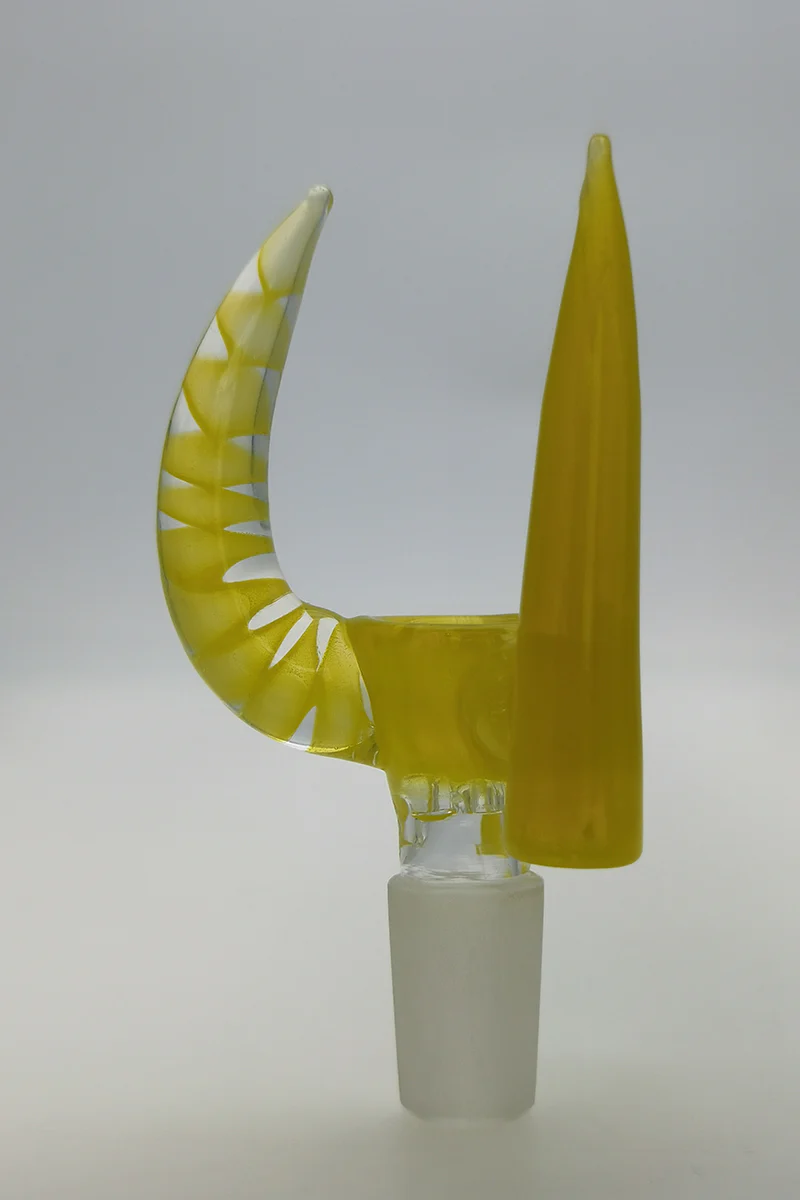 (CMTO) TAG - 4 Hole Disc Screen Bong Slide Bowl Piece with Inverted Triple Horn Handle - Image 21