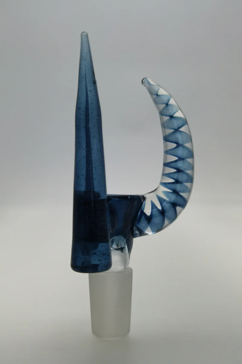 (CMTO) TAG - 4 Hole Disc Screen Bong Slide Bowl Piece with Inverted Triple Horn Handle - Image 3