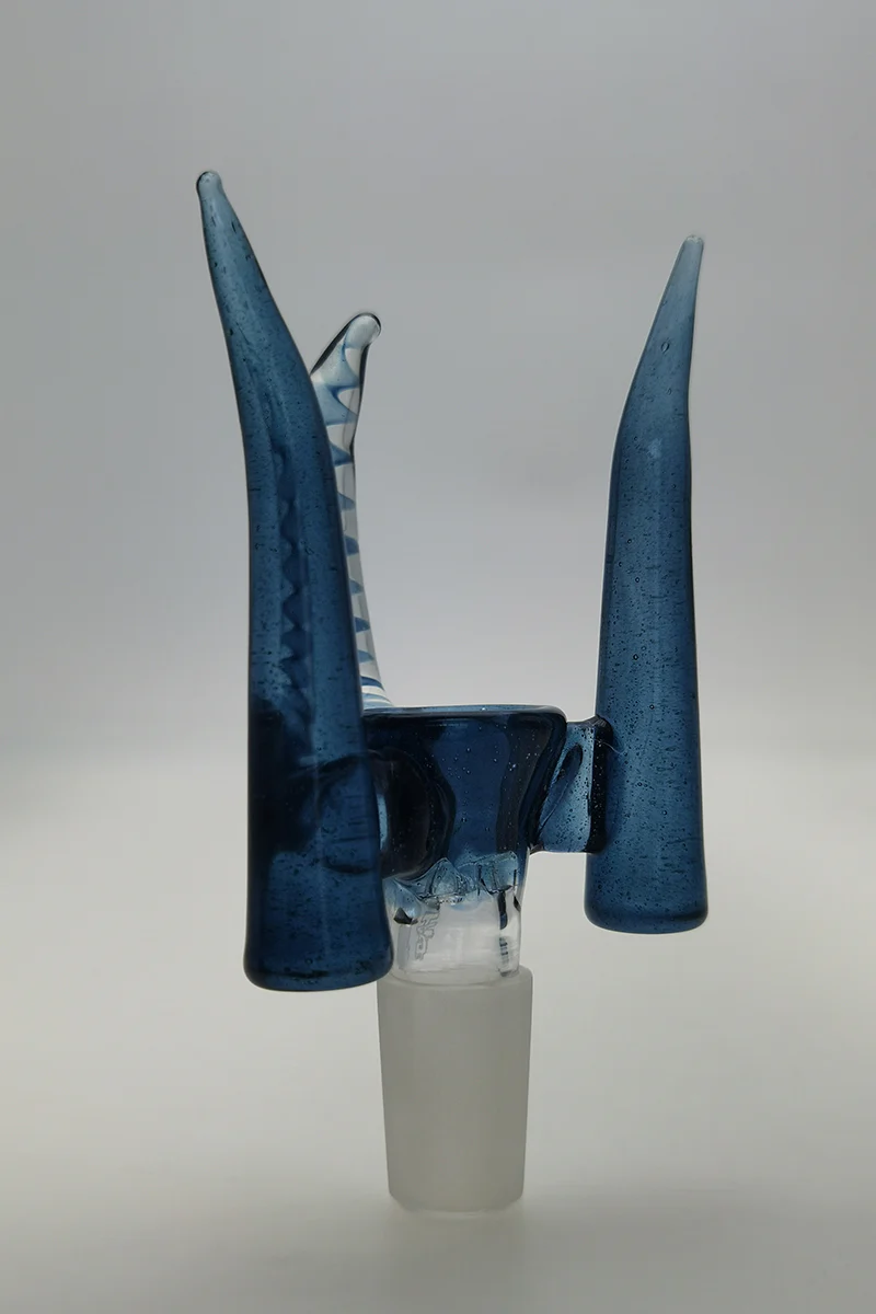 (CMTO) TAG - 4 Hole Disc Screen Bong Slide Bowl Piece with Inverted Triple Horn Handle - Image 6