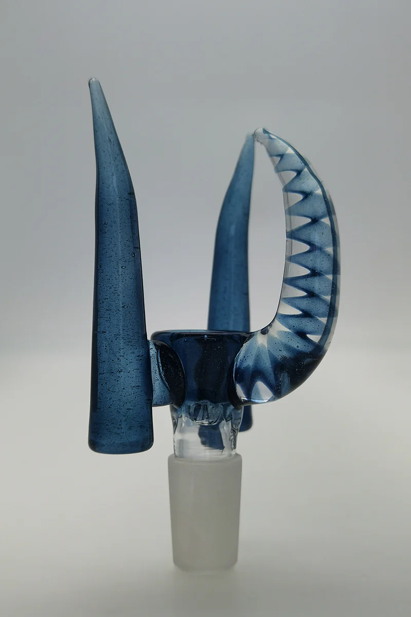 (CMTO) TAG - 4 Hole Disc Screen Bong Slide Bowl Piece with Inverted Triple Horn Handle - Image 8