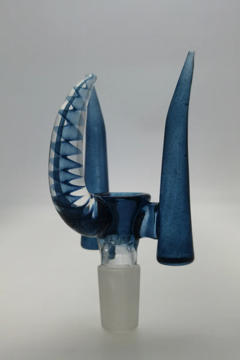 (CMTO) TAG - 4 Hole Disc Screen Bong Slide Bowl Piece with Inverted Triple Horn Handle - Image 9