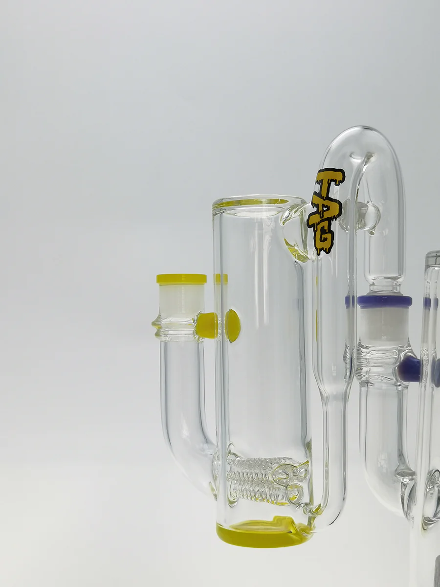 TAG - 8.25" Super Slit Gridded Triple Inline Ash Catcher w/ Recycling E.C. 50x5MM (18MM Male to 18MM Female) - Image 26