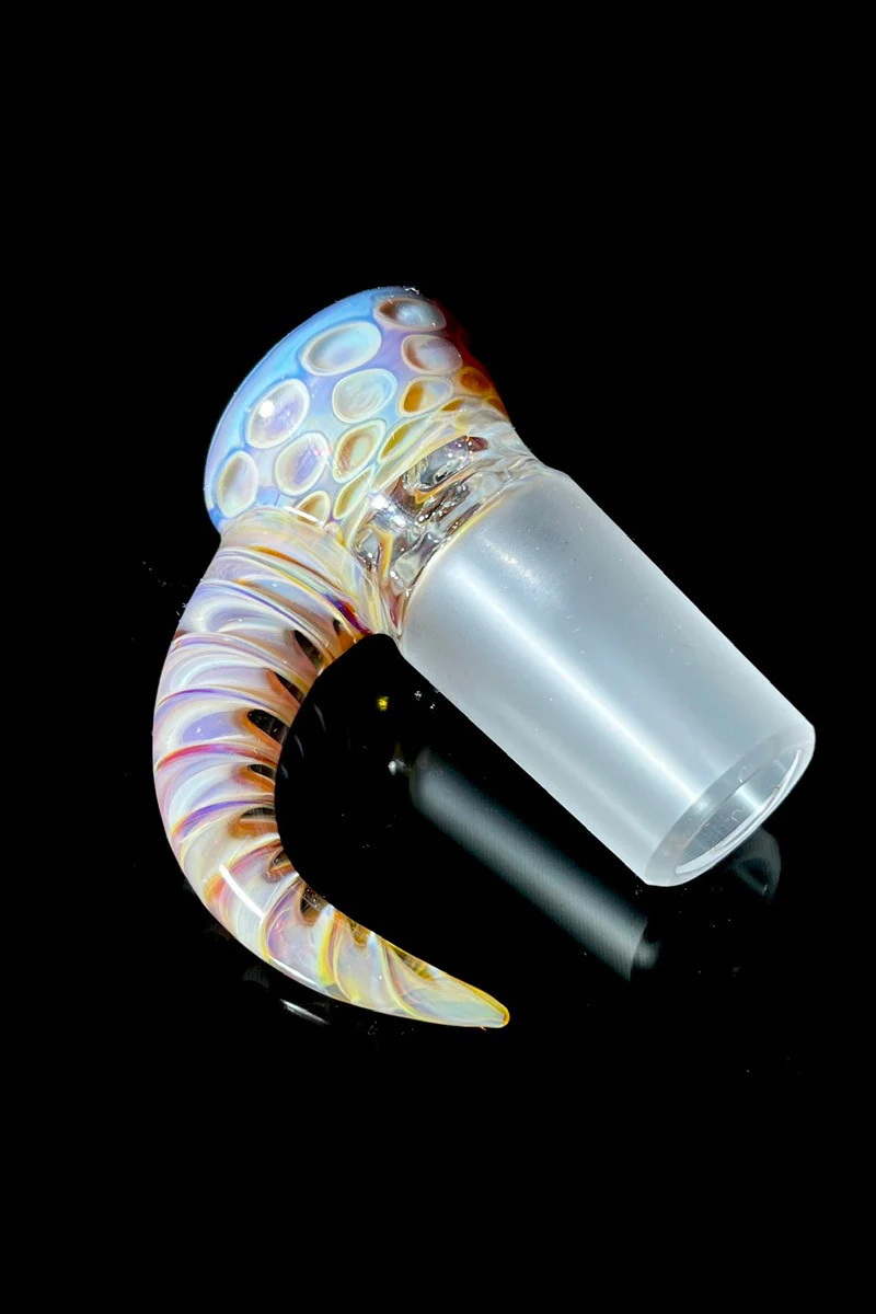 Moose Glass - 5 Hole Disc Screen Bong Slide Bowl Piece (18MM Male) (Worked w/ Accented Handle)