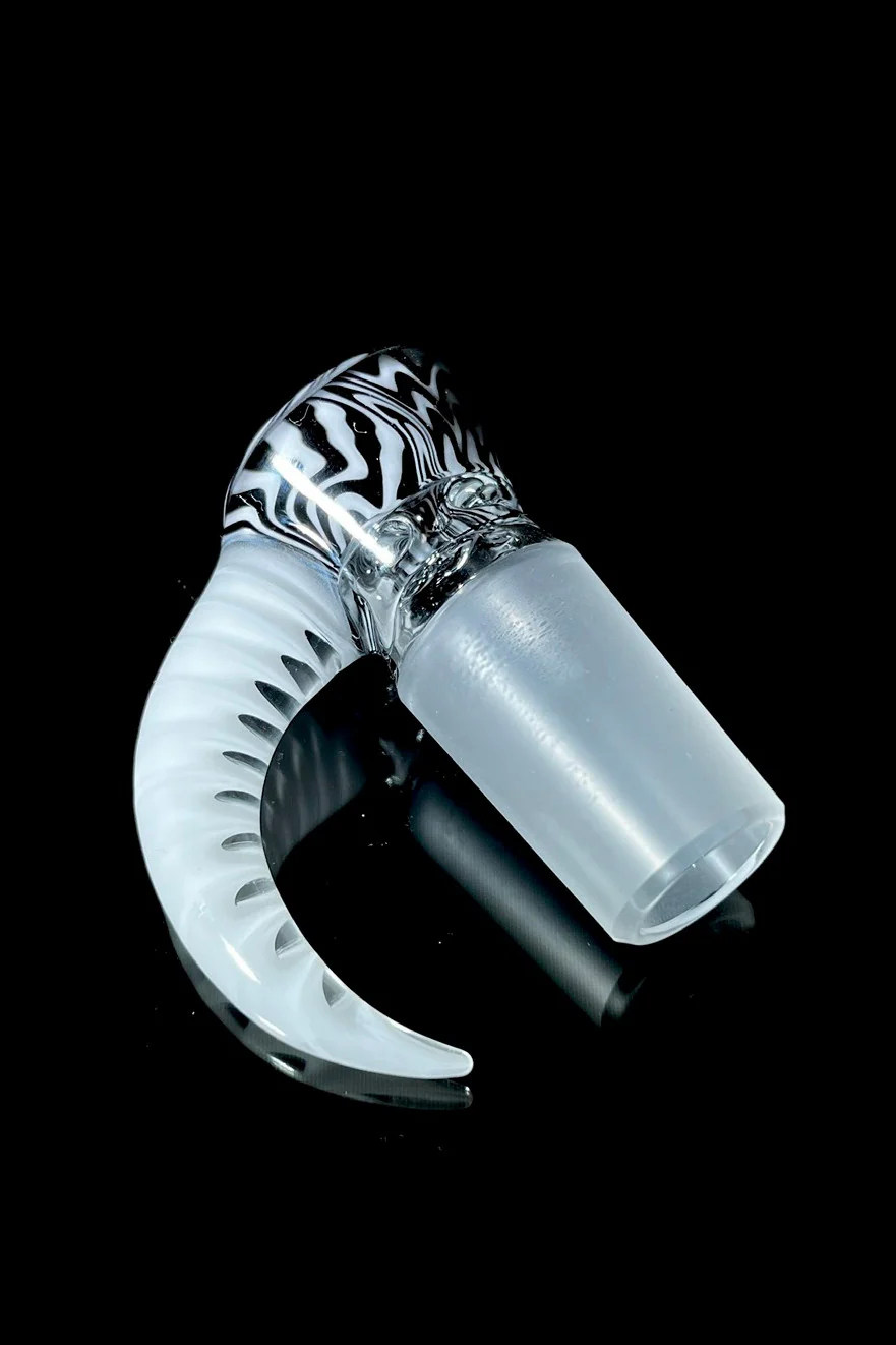 Moose Glass - 5 Hole Disc Screen Bong Slide Bowl Piece (18MM Male) (Worked w/ Accented Handle) - Image 3