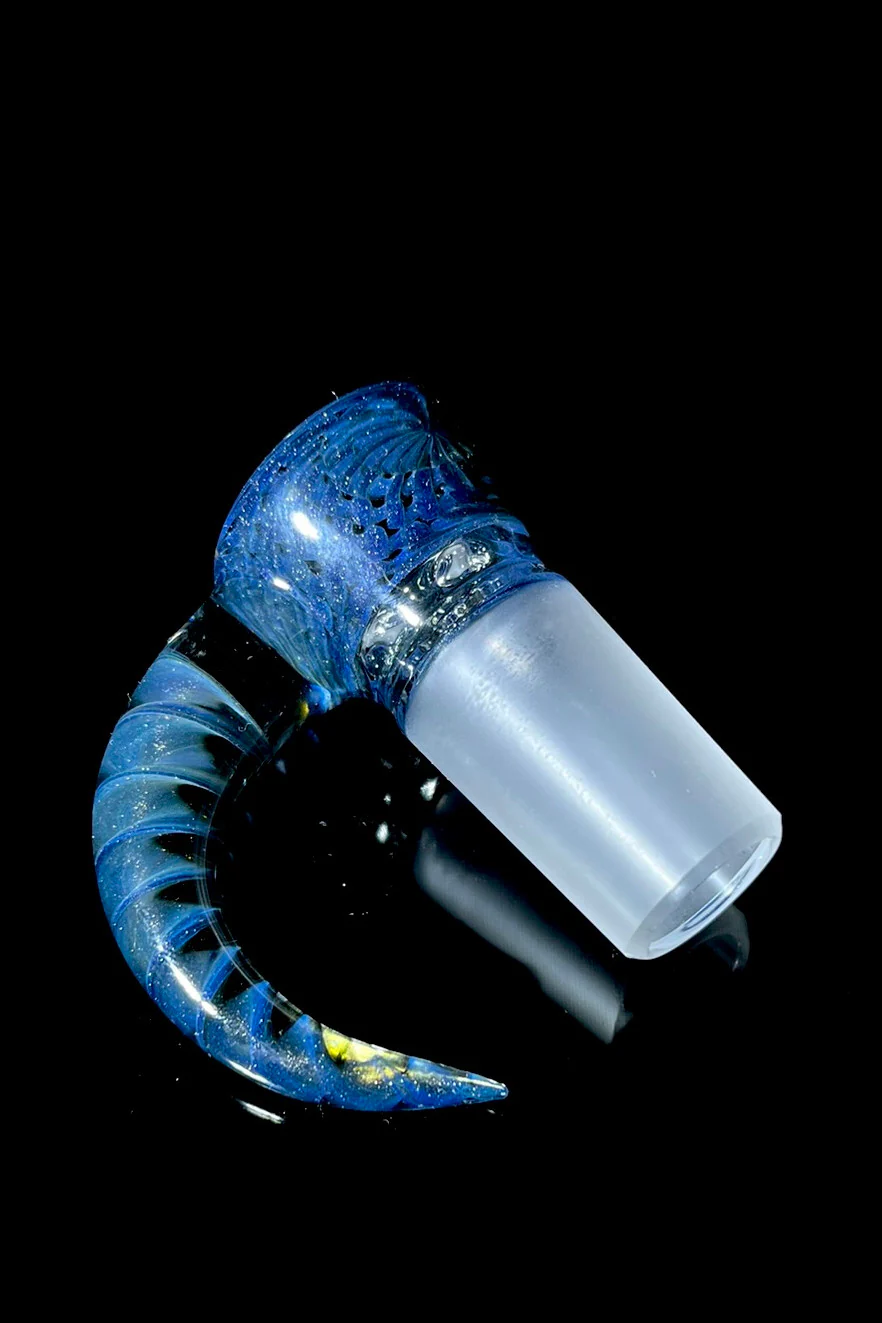 Moose Glass - 5 Hole Disc Screen Bong Slide Bowl Piece (18MM Male) (Worked w/ Accented Handle) - Image 4