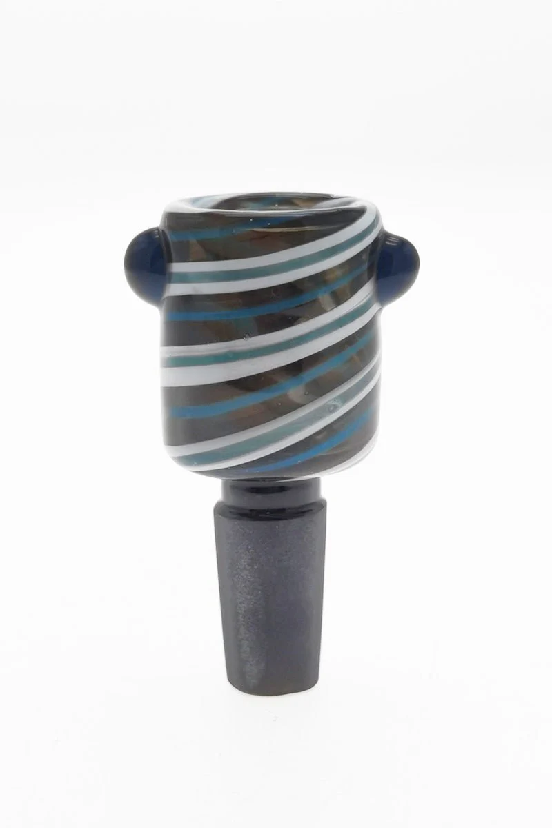 Single Hole Bong Slide Bowl Piece w/ Cylindrical Bowl & Two Marble Handle - Image 11