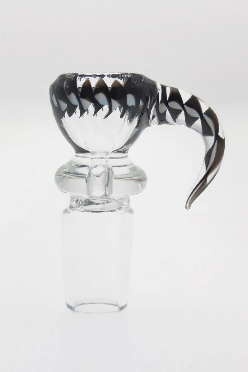 Single Hole Bong Slide Bowl Piece w/ Twised Horn Handle (18MM Male)