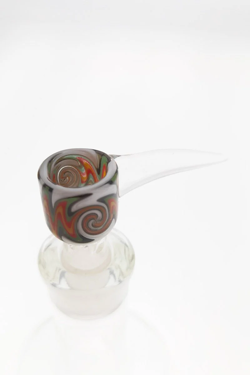 Pinched Screen Bong Slide Bowl Piece w/ WigWag & Handle (18MM Male) - Image 3