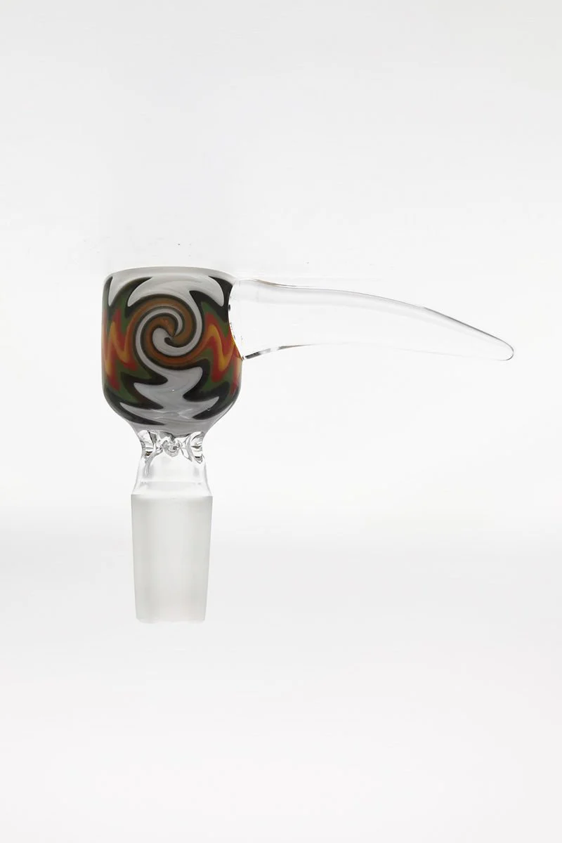 Pinched Screen Bong Slide Bowl Piece w/ WigWag & Handle (18MM Male) - Image 4