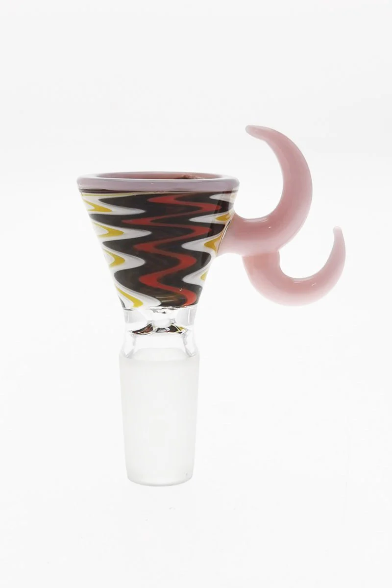 Single Hole Bong Slide Bowl Piece w/ WigWag Martini Shape Bowl & Double Horn Handle