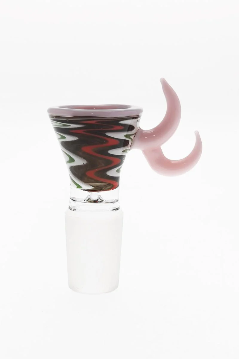 Single Hole Bong Slide Bowl Piece w/ WigWag Martini Shape Bowl & Double Horn Handle - Image 5