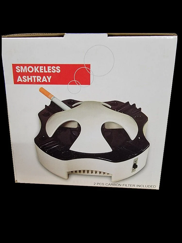 Smokeless Ashtray - W/Automatic Extinguish Hole and Fan - 5.5" x 5.5" x 2.5"