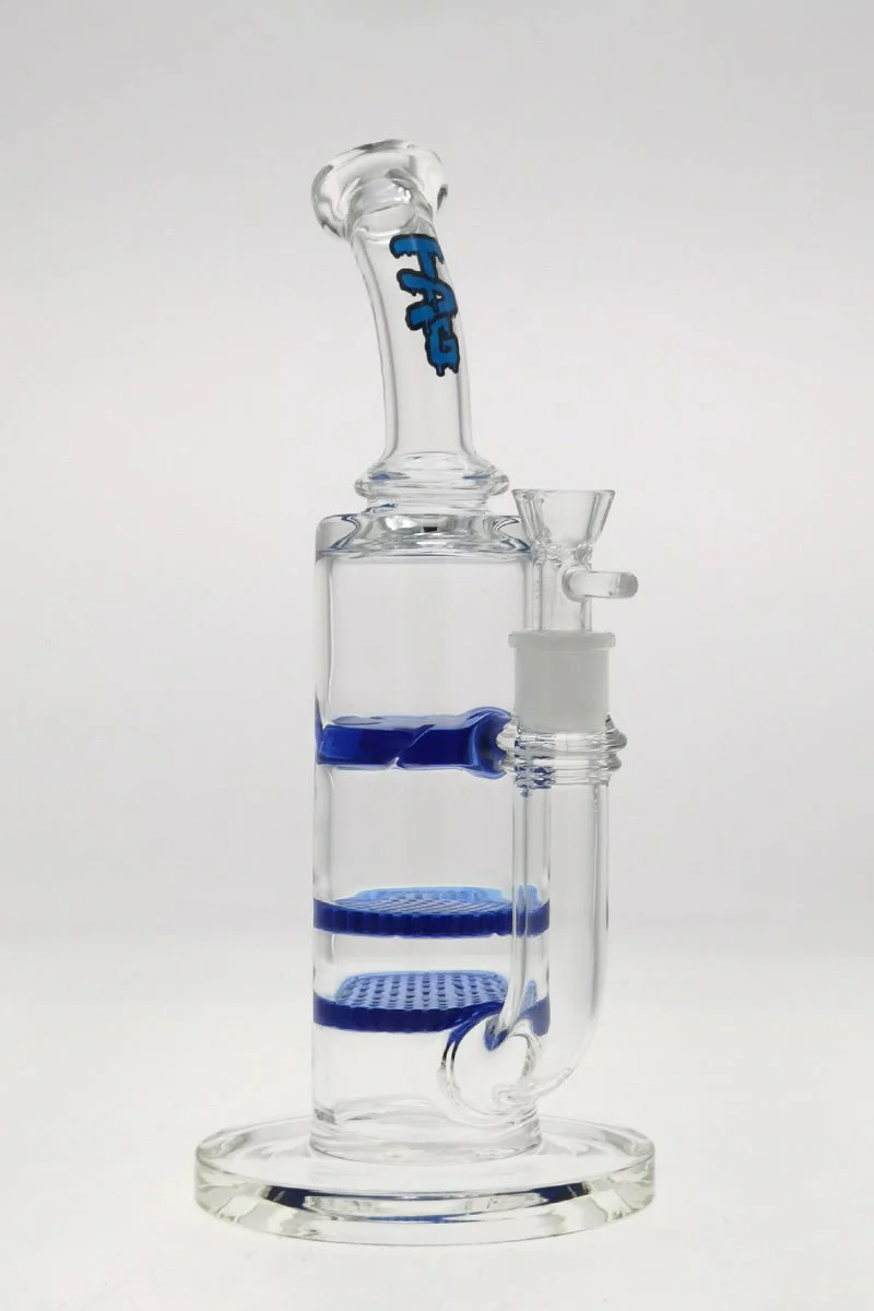 TAG - 12" Bent Neck Double Honeycomb with Spinning Splashguard Bong 65x5MM (18MM Female) - Image 4