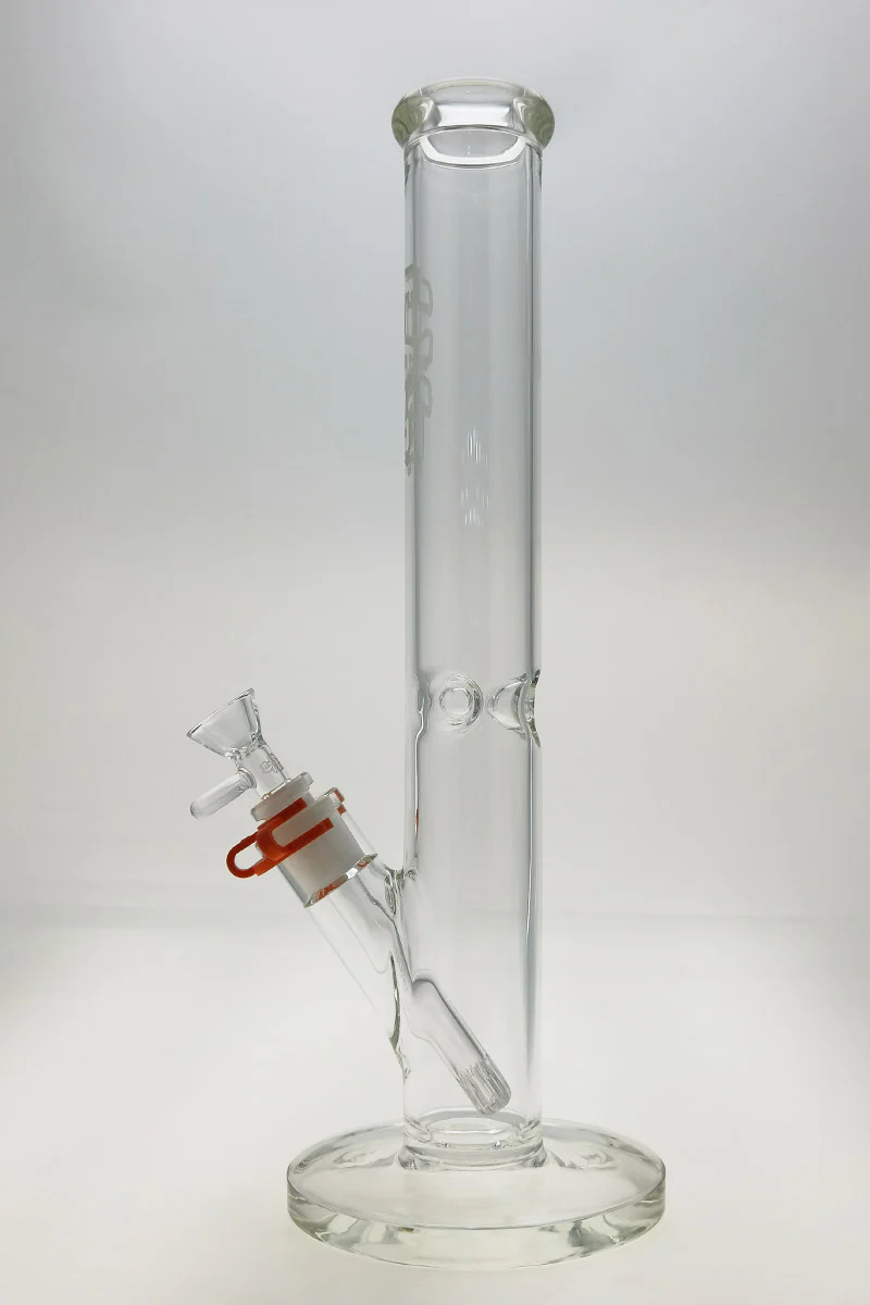 TAG - 16" Straight Tube Bong 50x5MM - 18/14MM Downstem (4.00") Wavy Sandblasted Logo - Clear .01 - Image 3