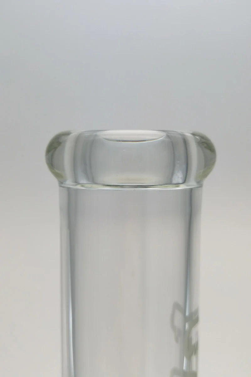 TAG - 16" Straight Tube Bong 50x5MM - 18/14MM Downstem (4.00") Wavy Sandblasted Logo - Clear .01 - Image 7