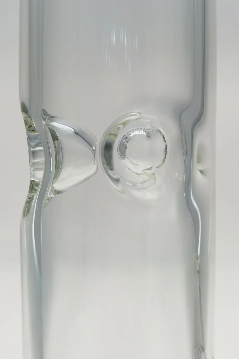 TAG - 16" Straight Tube Bong 50x5MM - 18/14MM Downstem (4.00") Wavy Sandblasted Logo - Clear .01 - Image 9