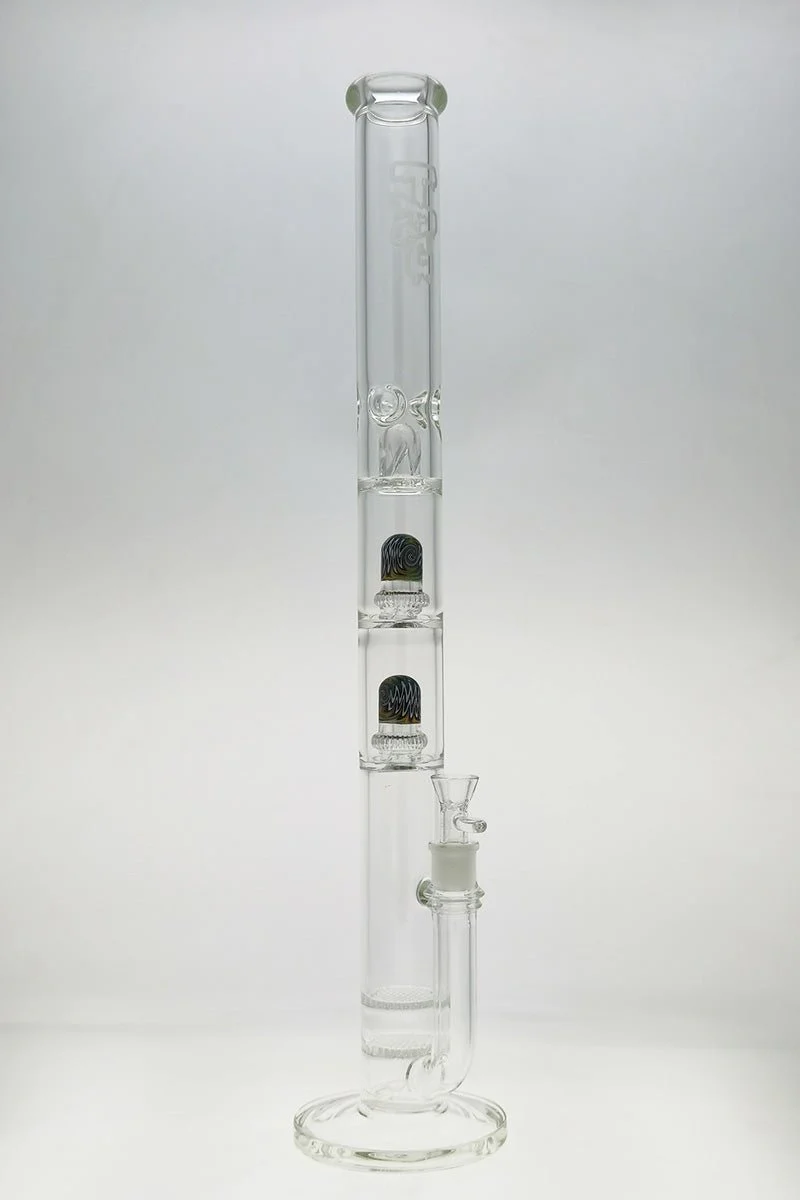 TAG - 25" Double Honeycomb to Worked Double UFO Super Slit Showerhead Bong 50x5MM (18MM Female) - Image 6
