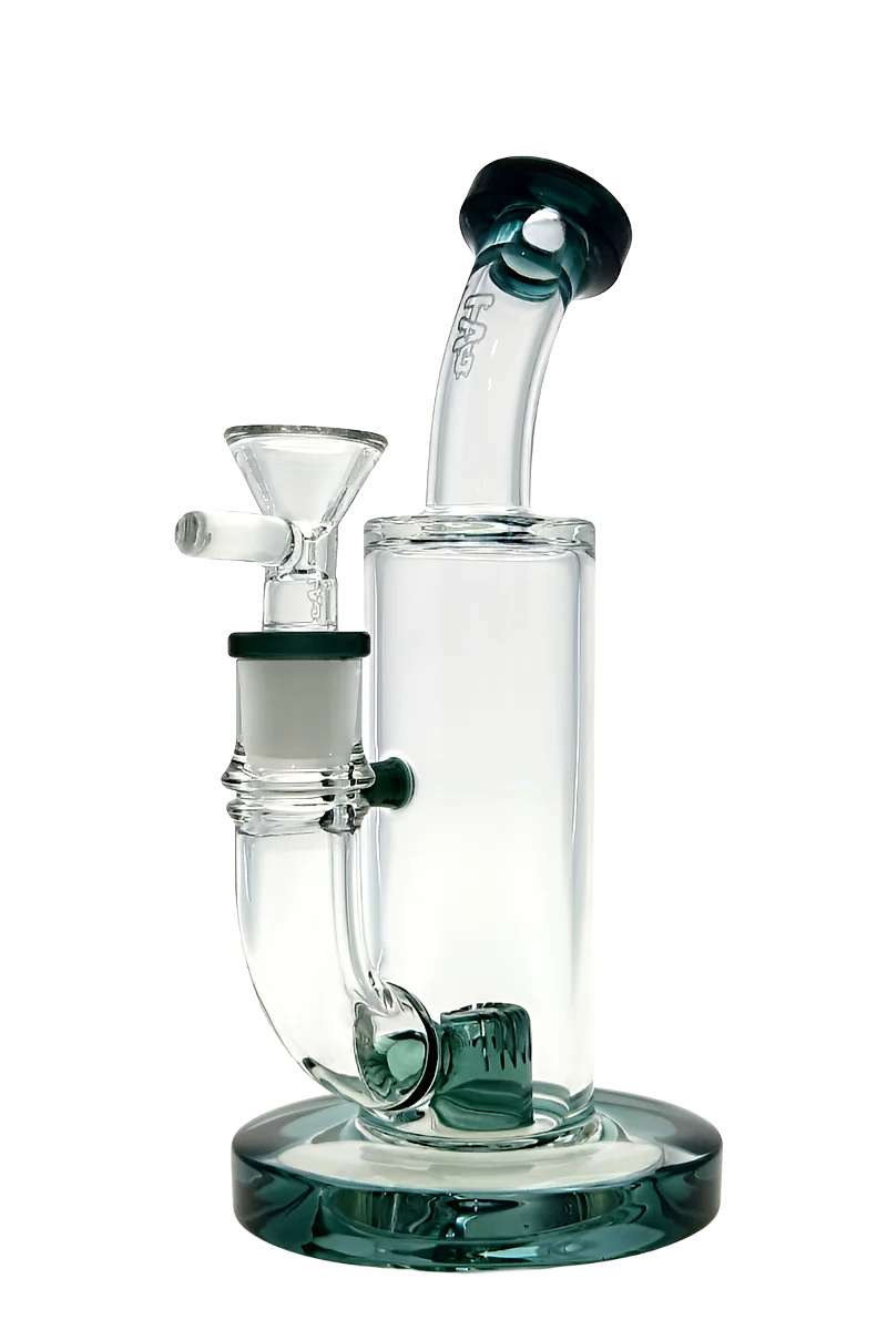 TAG - 8" Bent Neck Fixed Super Slit Puck Dab Rig 44x4MM (14MM Female) - Image 25