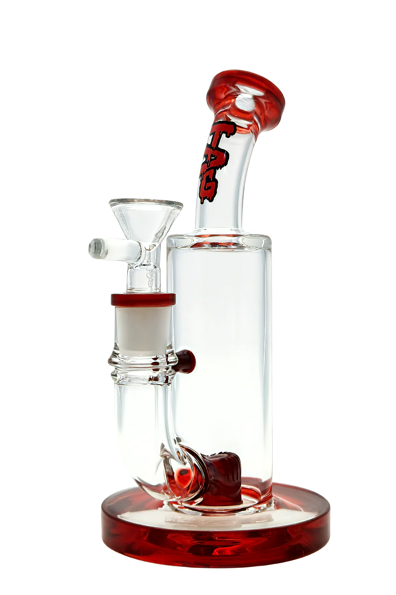 TAG - 8" Bent Neck Fixed Super Slit Puck Dab Rig 44x4MM (14MM Female) - Image 5