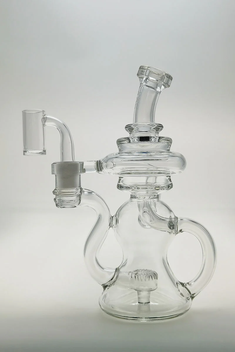 TAG - 8" Recycling Stacked Bellow Ball Bent Neck with Super Slit Puck Diffuser Dab Rig (14MM Female) - Image 23