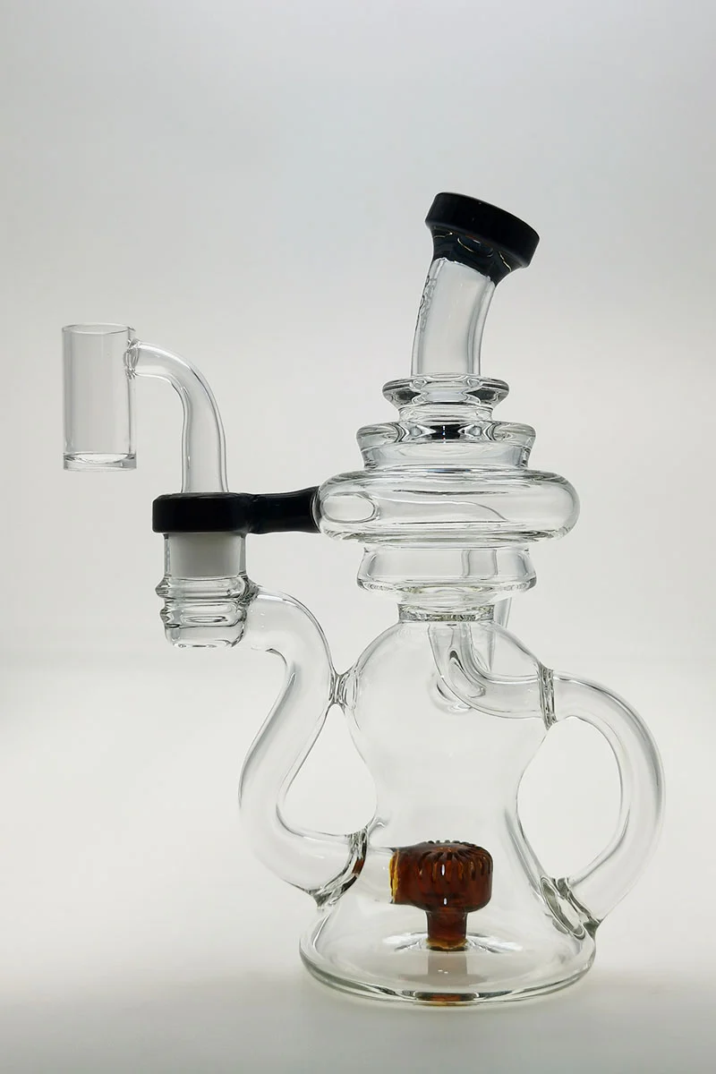 TAG - 8" Recycling Stacked Bellow Ball Bent Neck with Super Slit Puck Diffuser Dab Rig (14MM Female) - Image 3