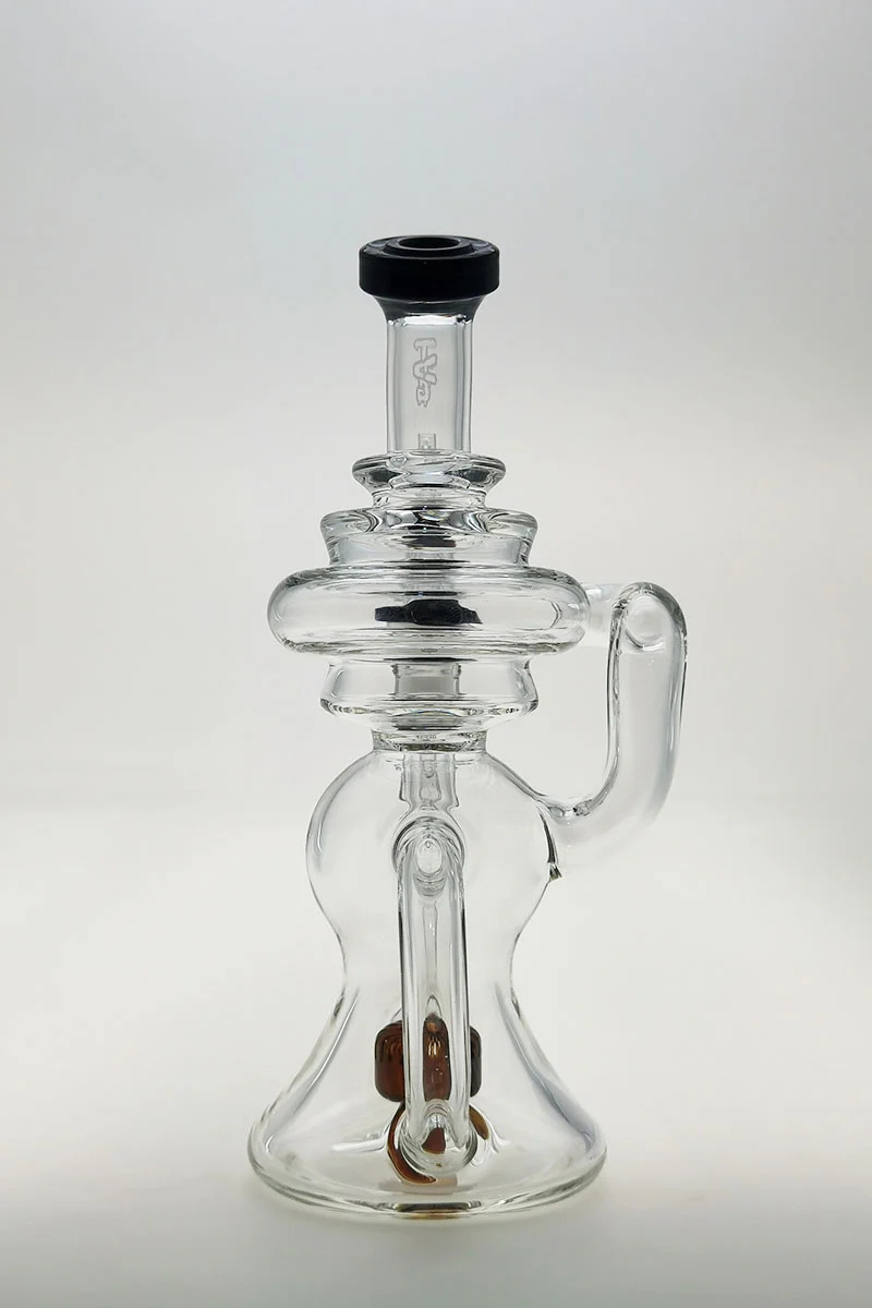 TAG - 8" Recycling Stacked Bellow Ball Bent Neck with Super Slit Puck Diffuser Dab Rig (14MM Female) - Image 4