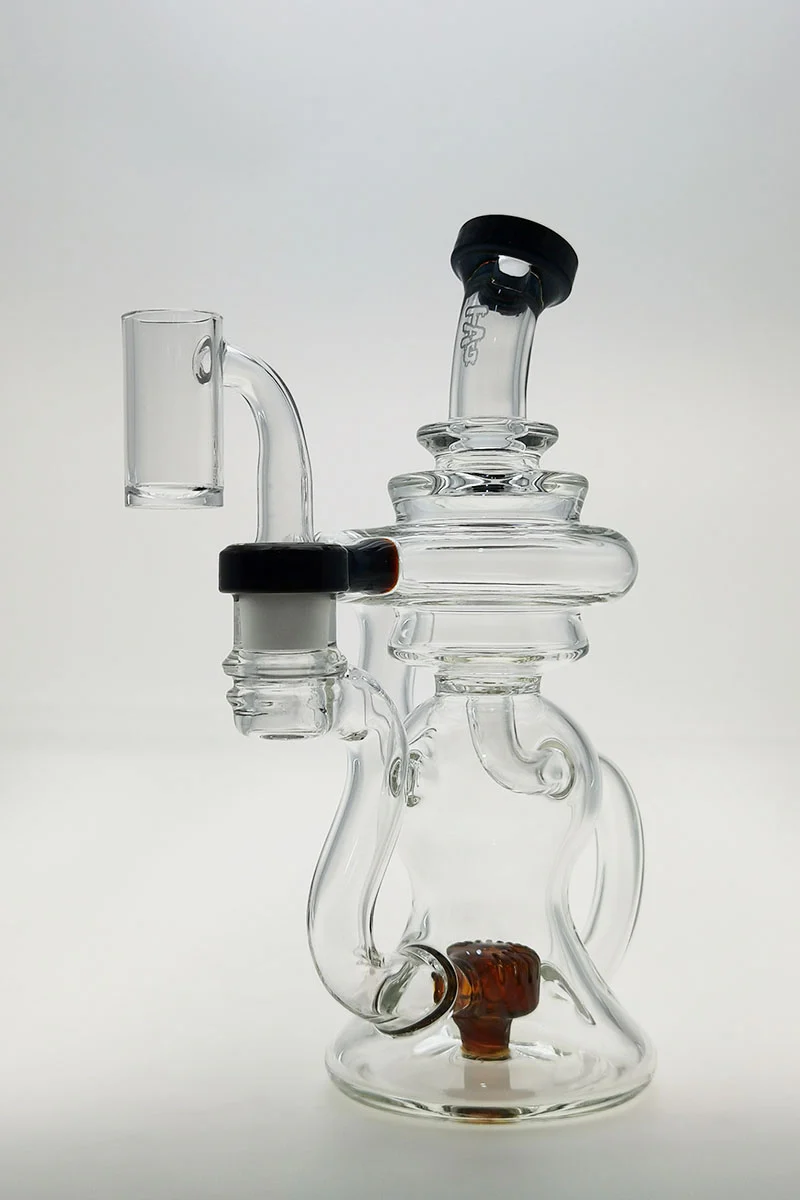 TAG - 8" Recycling Stacked Bellow Ball Bent Neck with Super Slit Puck Diffuser Dab Rig (14MM Female) - Image 5