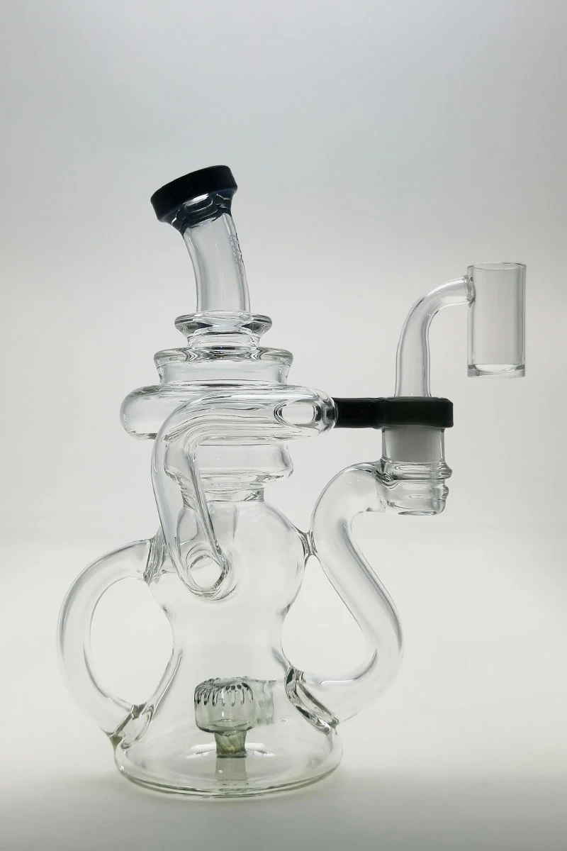 TAG - 8" Recycling Stacked Bellow Ball Bent Neck with Super Slit Puck Diffuser Dab Rig (14MM Female) - Image 65