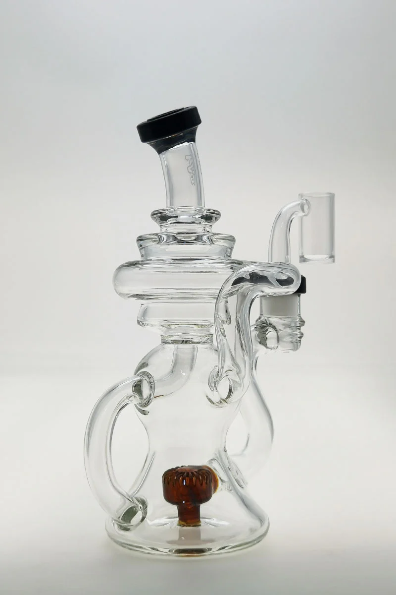 TAG - 8" Recycling Stacked Bellow Ball Bent Neck with Super Slit Puck Diffuser Dab Rig (14MM Female) - Image 7