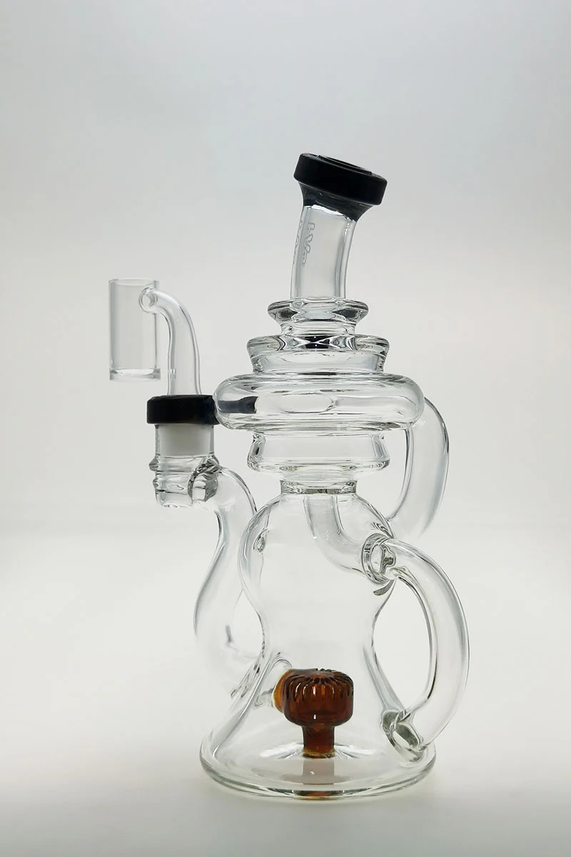 TAG - 8" Recycling Stacked Bellow Ball Bent Neck with Super Slit Puck Diffuser Dab Rig (14MM Female) - Image 8