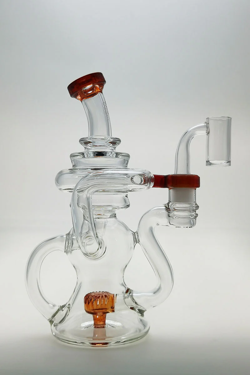 TAG - 8" Recycling Stacked Bellow Ball Bent Neck with Super Slit Puck Diffuser Dab Rig (14MM Female) - Image 85