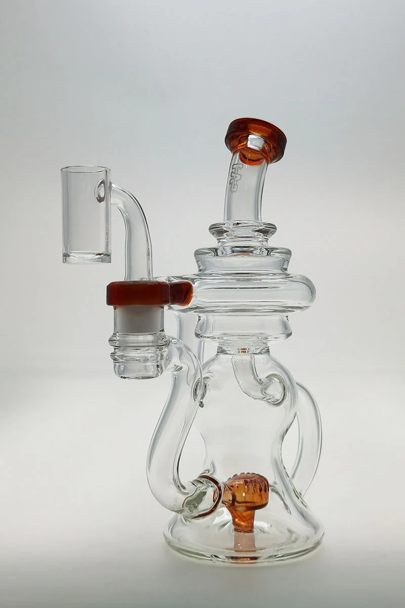 TAG - 8" Recycling Stacked Bellow Ball Bent Neck with Super Slit Puck Diffuser Dab Rig (14MM Female) - Image 90