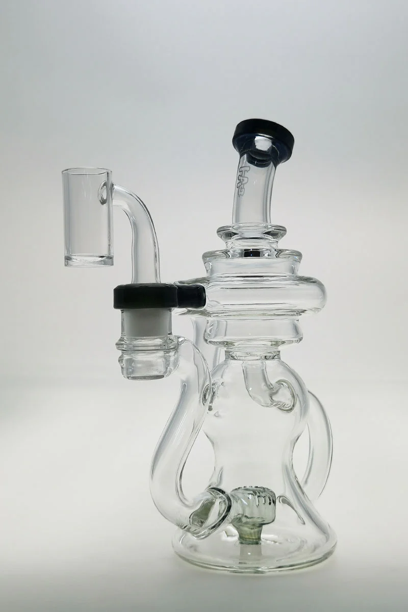 TAG - 8" Recycling Stacked Bellow Ball Bent Neck with Super Slit Puck Diffuser Dab Rig (14MM Female) - Image 99