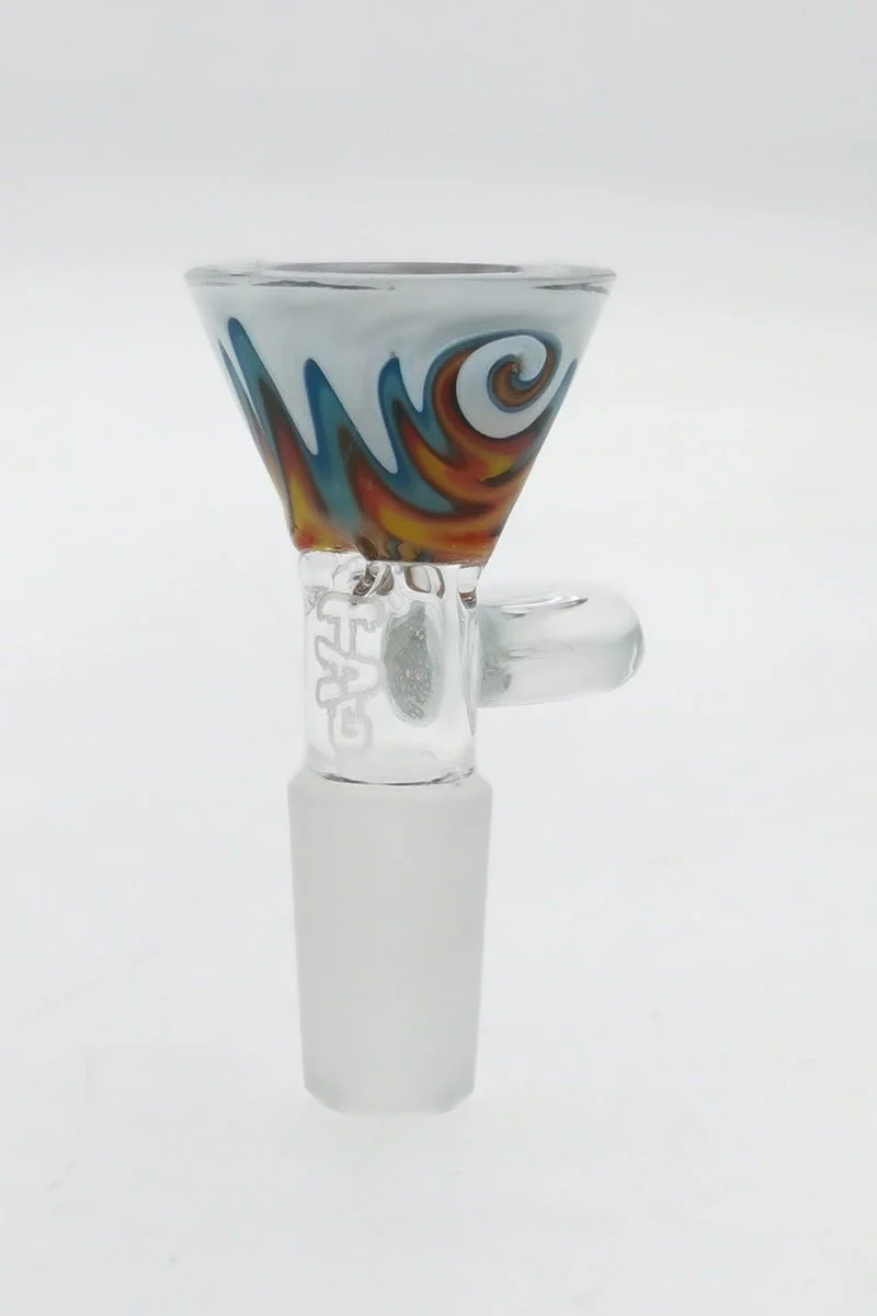 TAG - Worked Reversal Bong Slide Bowl Piece w/ Pinched Screen and Handle - Image 8